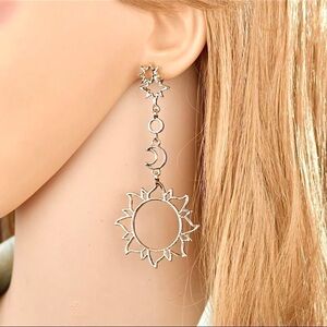 ⭐️Celestial stars•moon•sun BOHO rose gold Fantasy earrings w gypsy hippy vibe